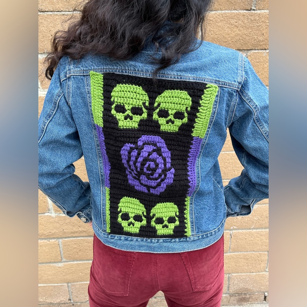 💀💜Skull and Rose patch jacket 💜💀